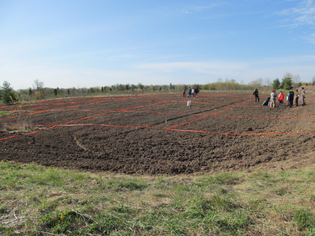 2016 site before planting, kids being trained